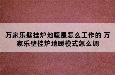 万家乐壁挂炉地暖是怎么工作的 万家乐壁挂炉地暖模式怎么调